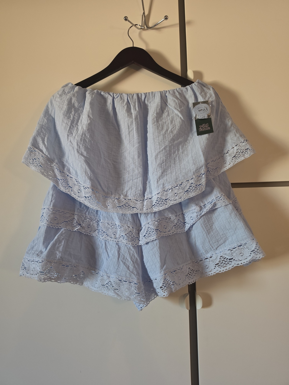 Women's  Pull-on lace trim tube romper light blue Wild Fable 
Size XS
